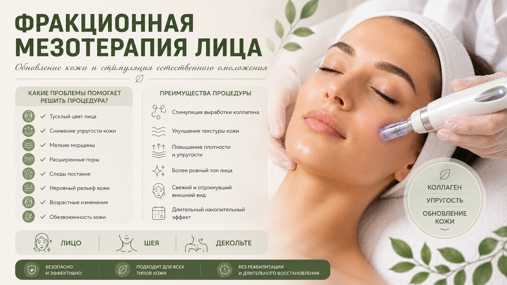 Фракционная мезотерапия лица и обновление кожи